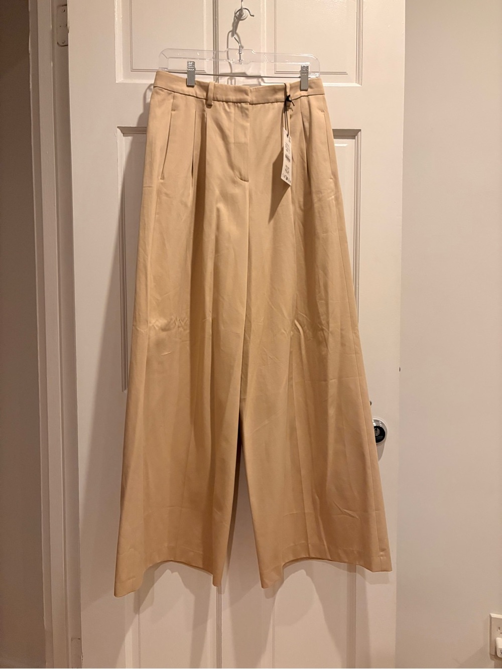 ZARA Wide Leg Pants in Beige Size Small NWT
